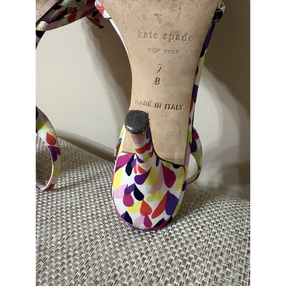 Rare Kate Spade Lourdes Multicolor Heart Heels Strappy Stiletto Size 7 - Picture 11 of 14